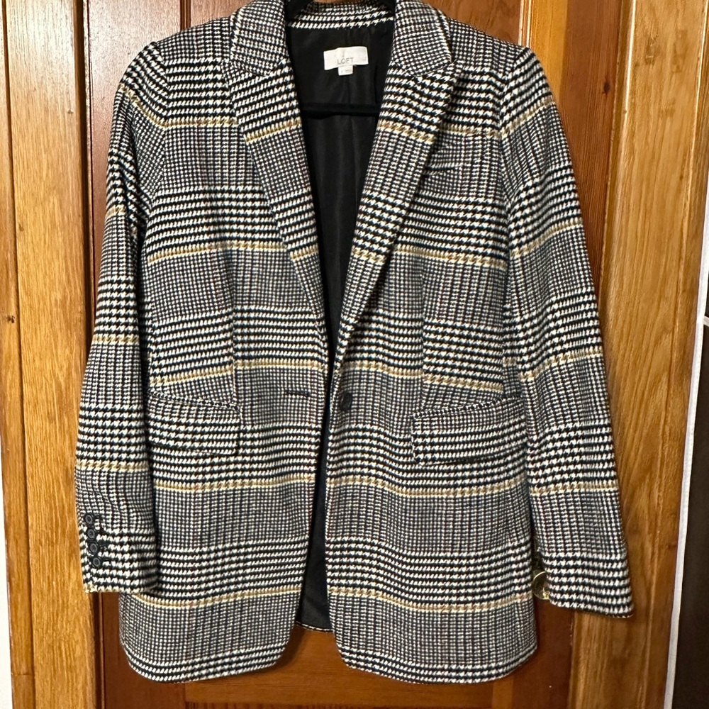 LOFT Women's Fleece Flannel Plaid Blazer